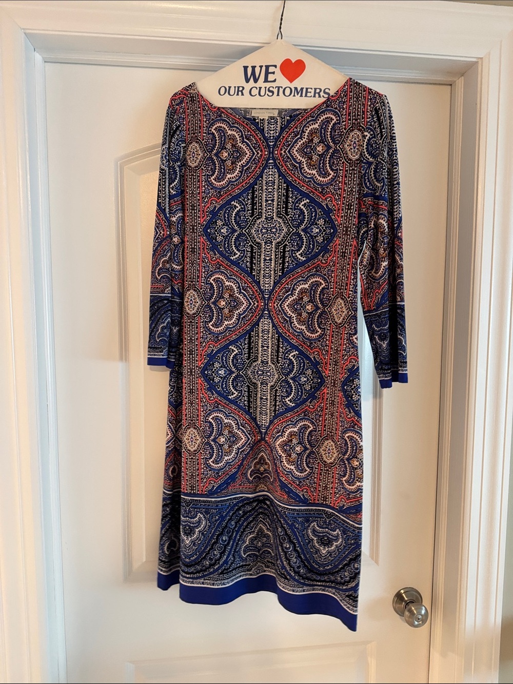 Blue Paisley-Print Women's Dress